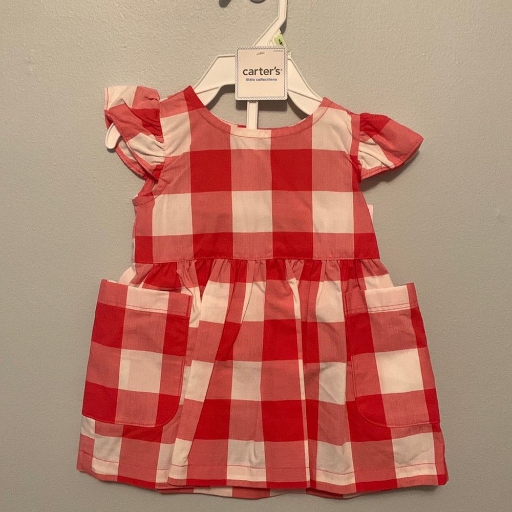 NWT, Carters 3mo baby girl gingham dress set. Perfect for 4th of July.